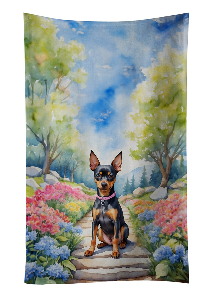 Glamorous Pups : Miniature Pinscher Spring Path Kitchen Towel