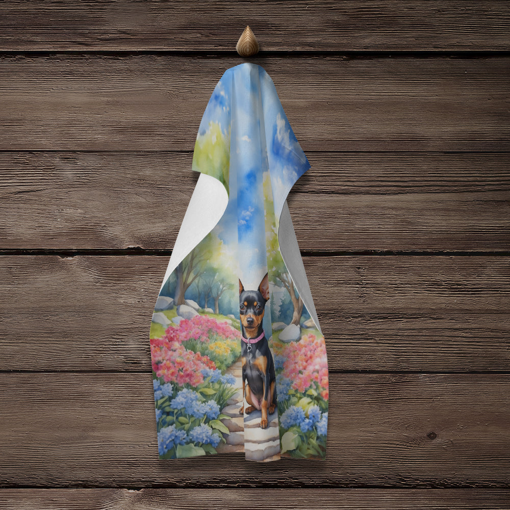 Glamorous Pups : Miniature Pinscher Spring Path Kitchen Towel