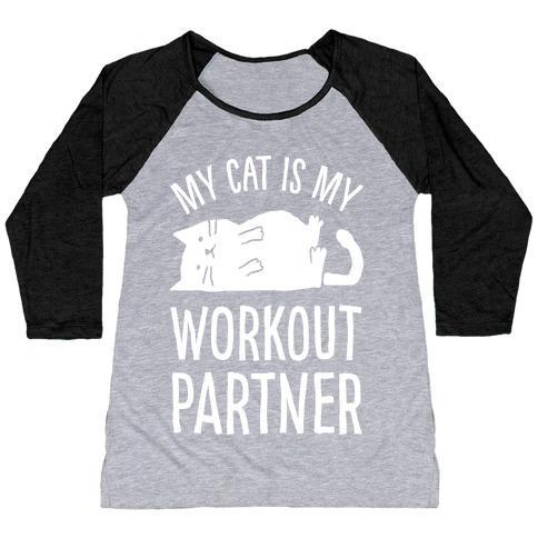 Glamorous Pups : MY CAT IS MY WORKOUT PARTNER WOMEN'S TRI-BLEND BASEBALL TEE