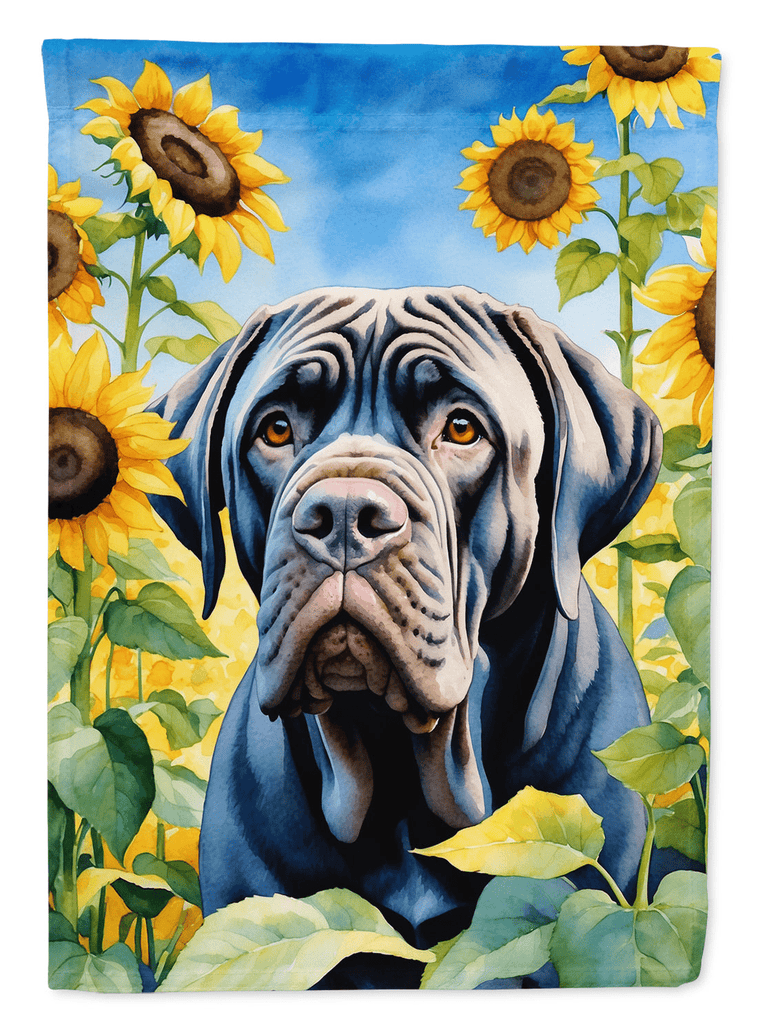 Glamorous Pups : Neapolitan Mastiff in Sunflowers Garden Flag