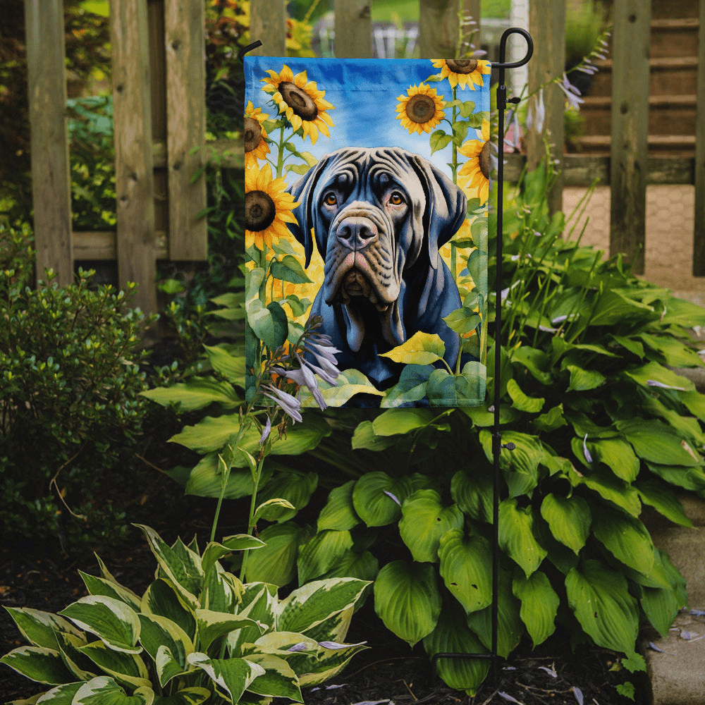Glamorous Pups : Neapolitan Mastiff in Sunflowers Garden Flag