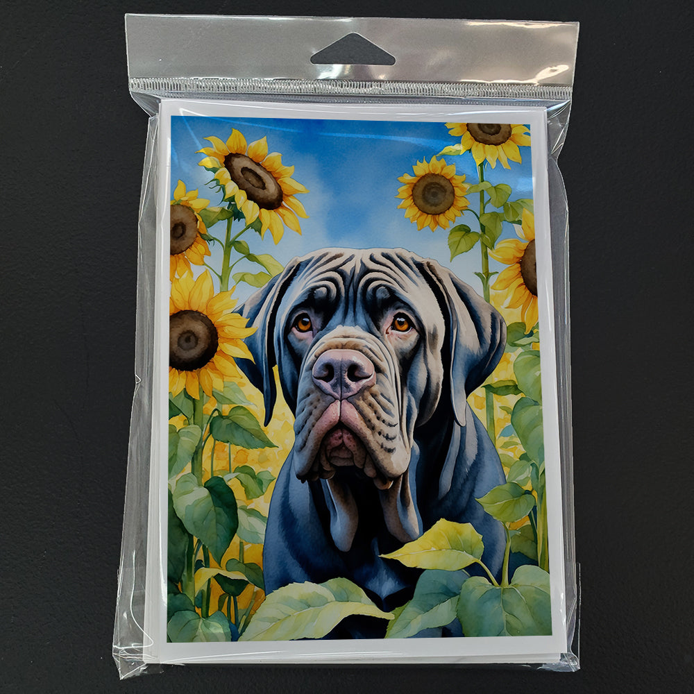 Glamorous Pups : Neapolitan Mastiff in Sunflowers Greeting Cards Pack of 8