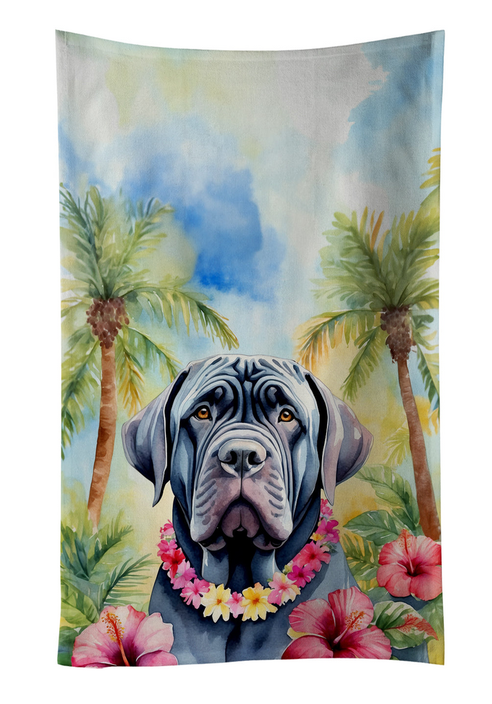Glamorous Pups : Neapolitan Mastiff Luau Kitchen Towel