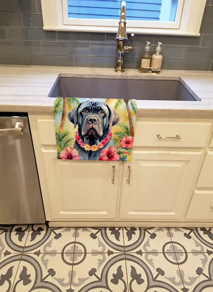 Glamorous Pups : Neapolitan Mastiff Luau Kitchen Towel