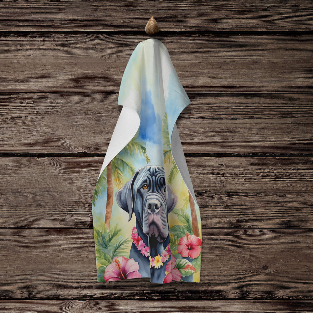 Glamorous Pups : Neapolitan Mastiff Luau Kitchen Towel