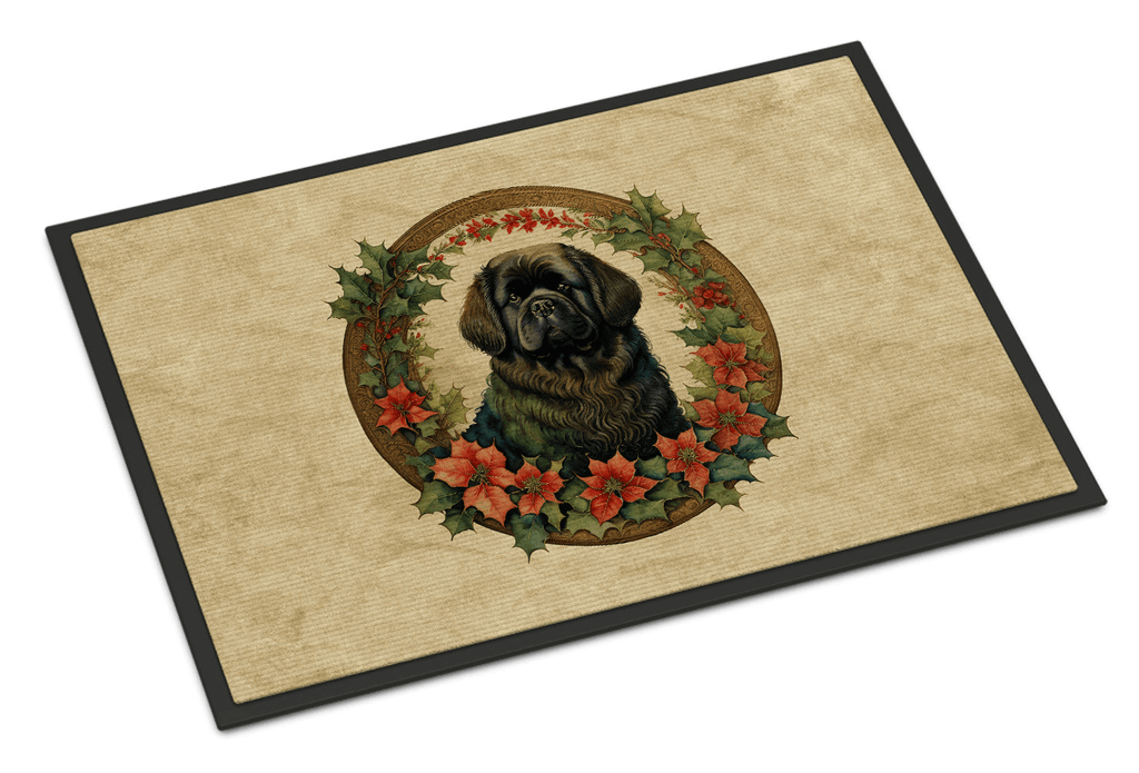 Glamorous Pups : Newfoundland Christmas Flowers Doormat