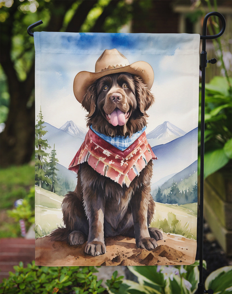 Glamorous Pups : Newfoundland Cowboy Welcome Garden Flag