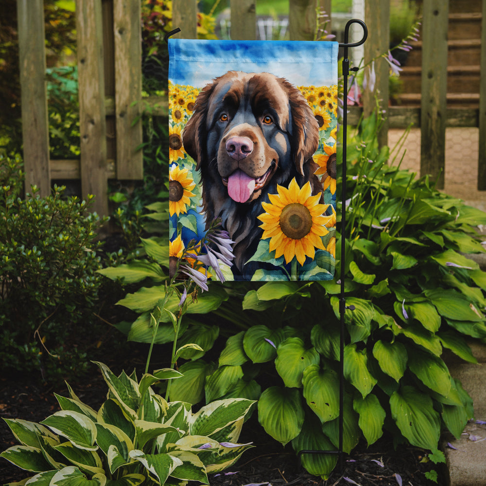 Glamorous Pups : Newfoundland in Sunflowers Garden Flag