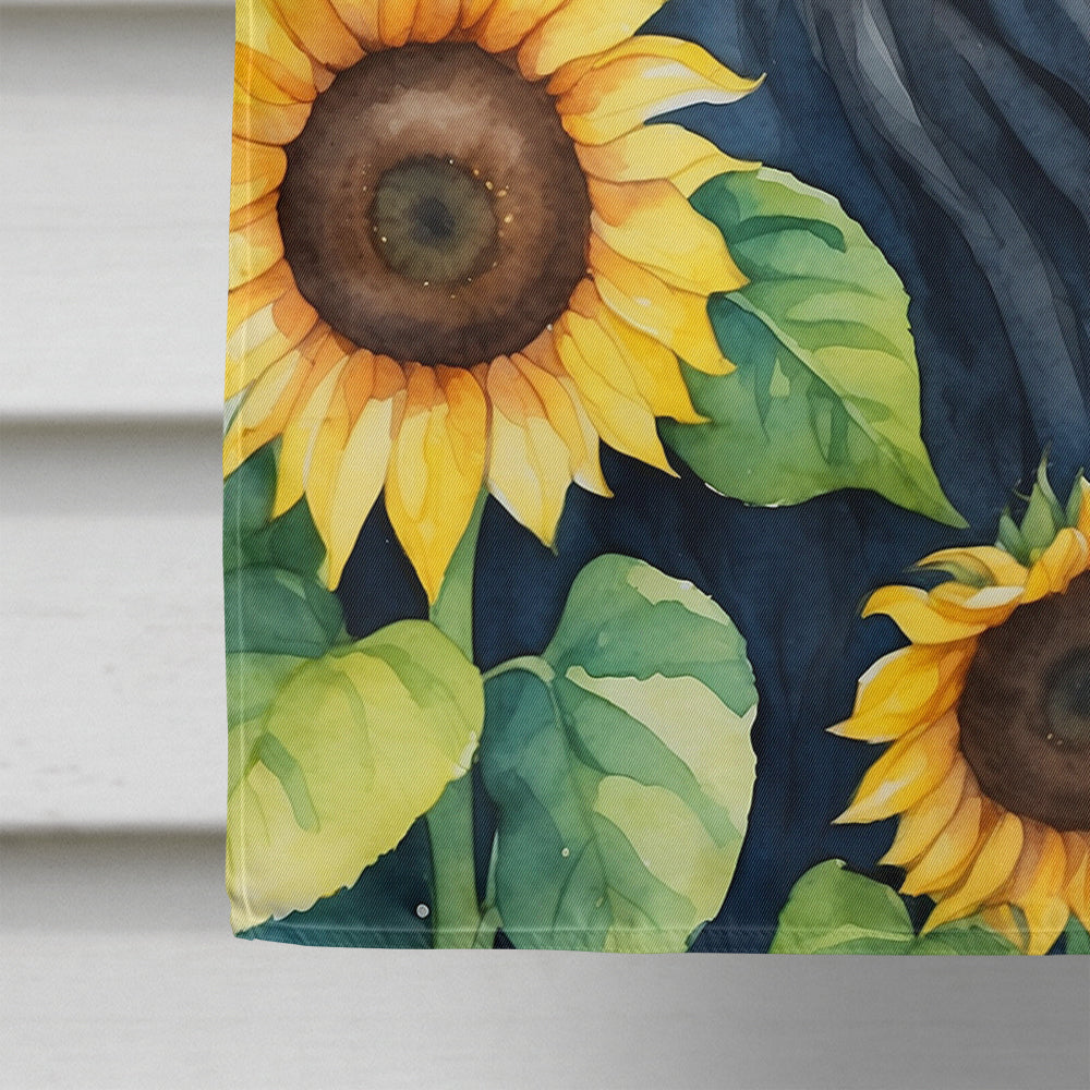 Glamorous Pups : Newfoundland in Sunflowers House Flag