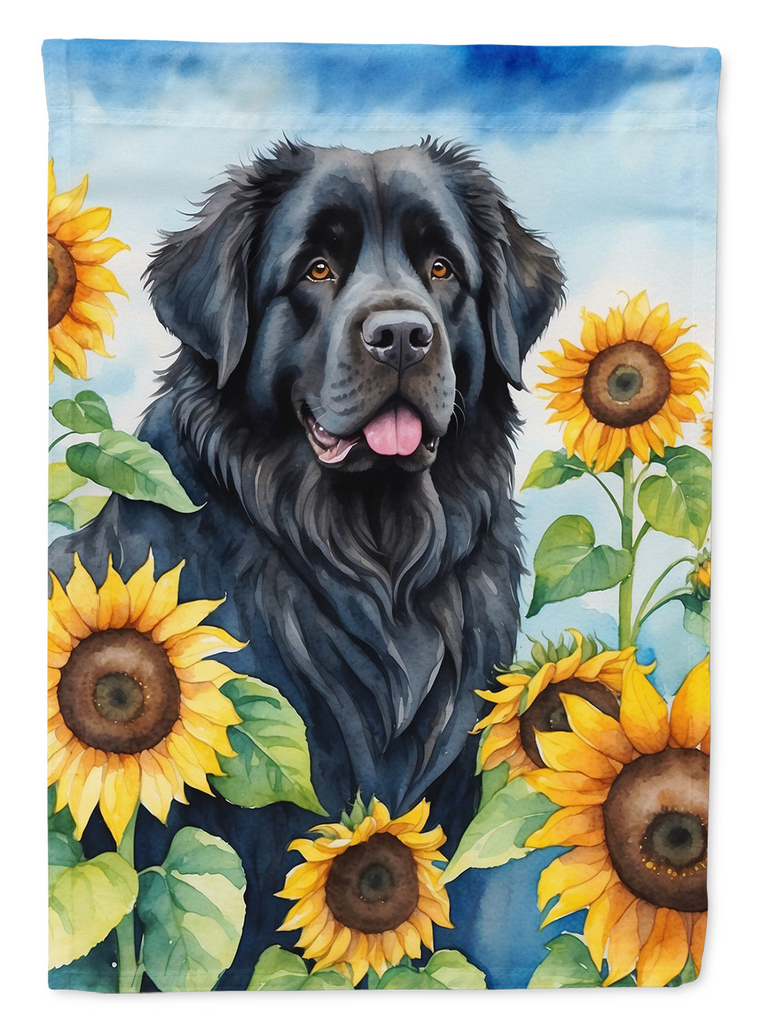 Glamorous Pups : Newfoundland in Sunflowers House Flag