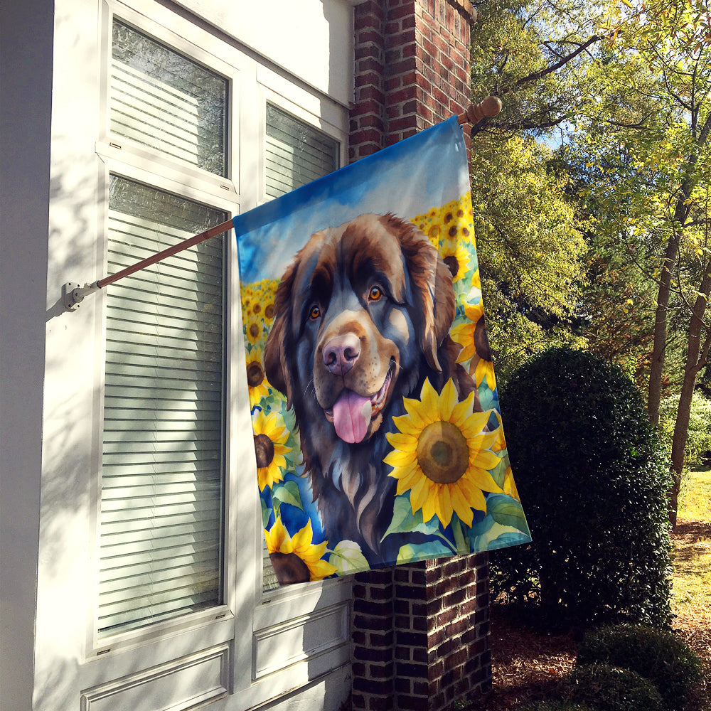 Glamorous Pups : Newfoundland in Sunflowers House Flag