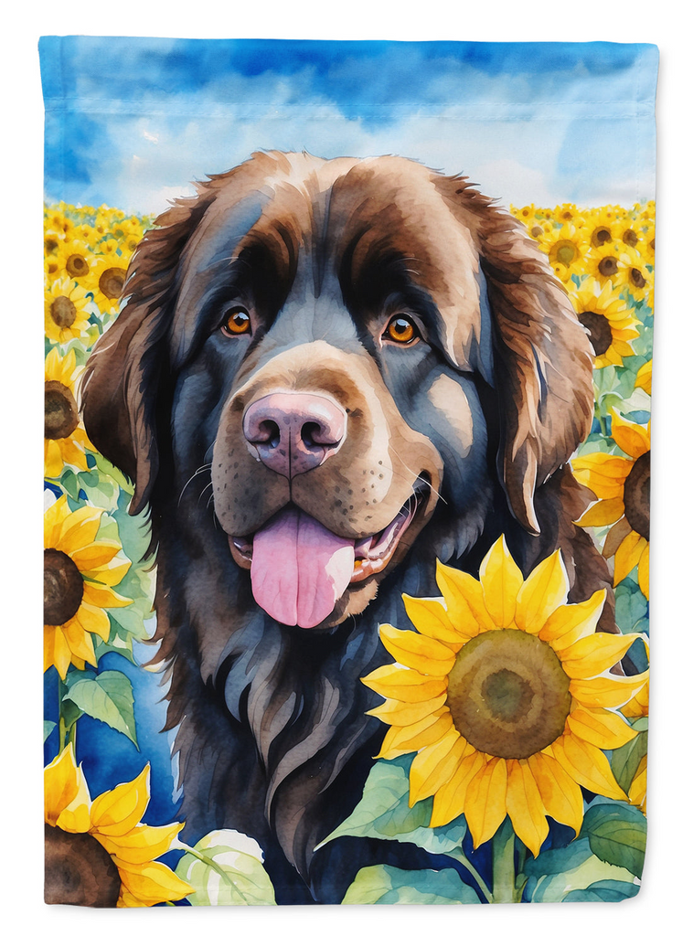 Glamorous Pups : Newfoundland in Sunflowers House Flag