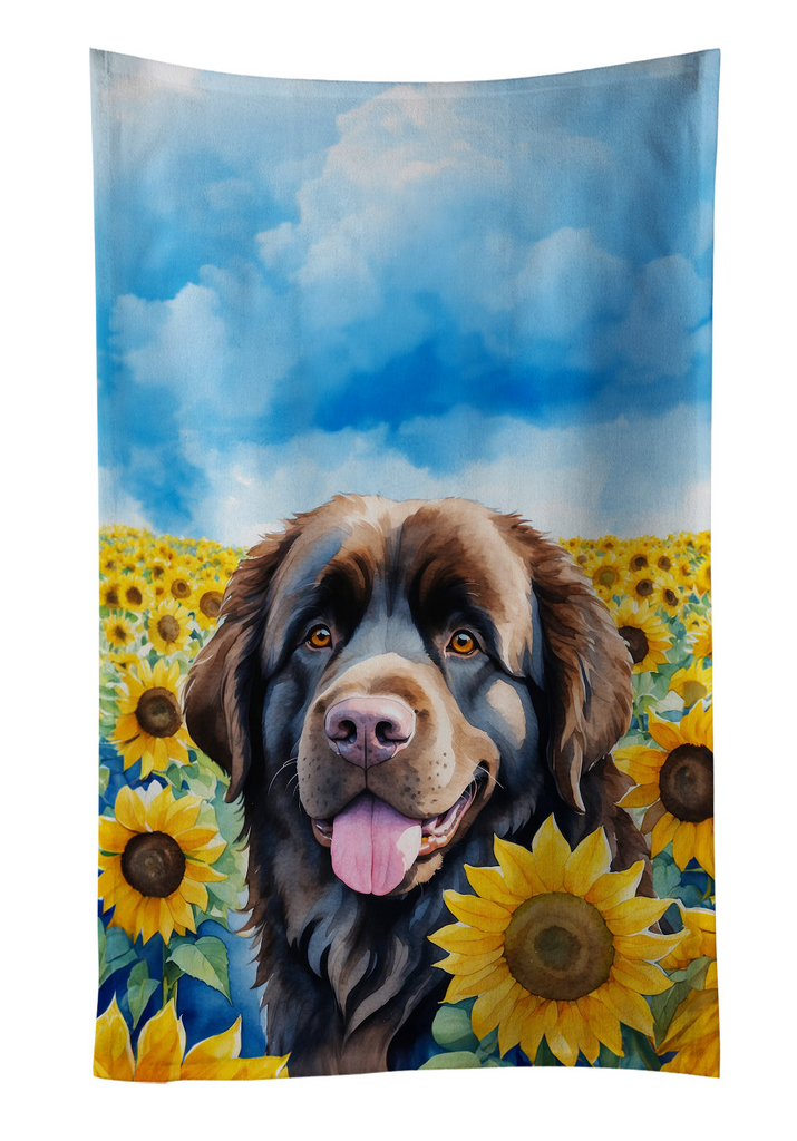 Glamorous Pups : Newfoundland in Sunflowers Kitchen Towel