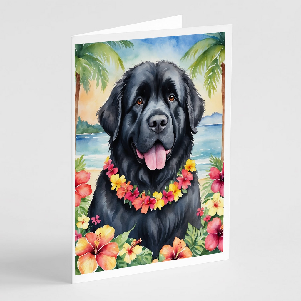 Glamorous Pups : Newfoundland Luau Greeting Cards Pack of 8