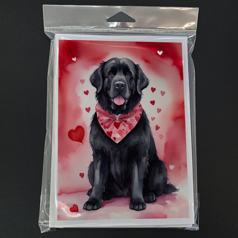 Glamorous Pups : Newfoundland My Valentine Greeting Cards Pack of 8