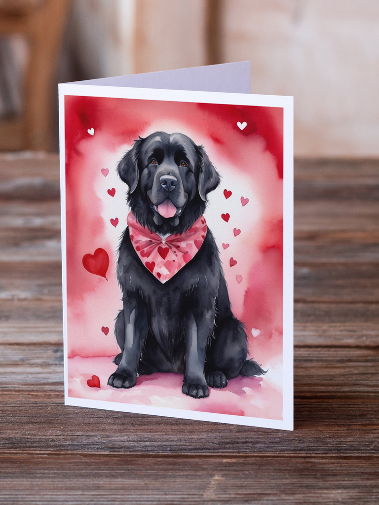Glamorous Pups : Newfoundland My Valentine Greeting Cards Pack of 8