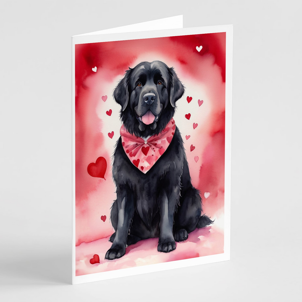 Glamorous Pups : Newfoundland My Valentine Greeting Cards Pack of 8