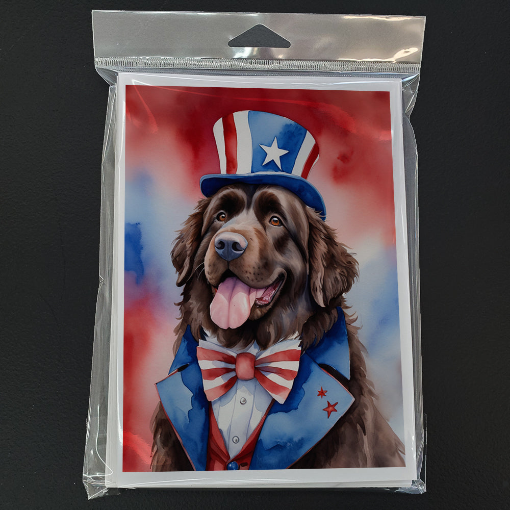 Glamorous Pups : Newfoundland Patriotic American Greeting Cards Pack of 8