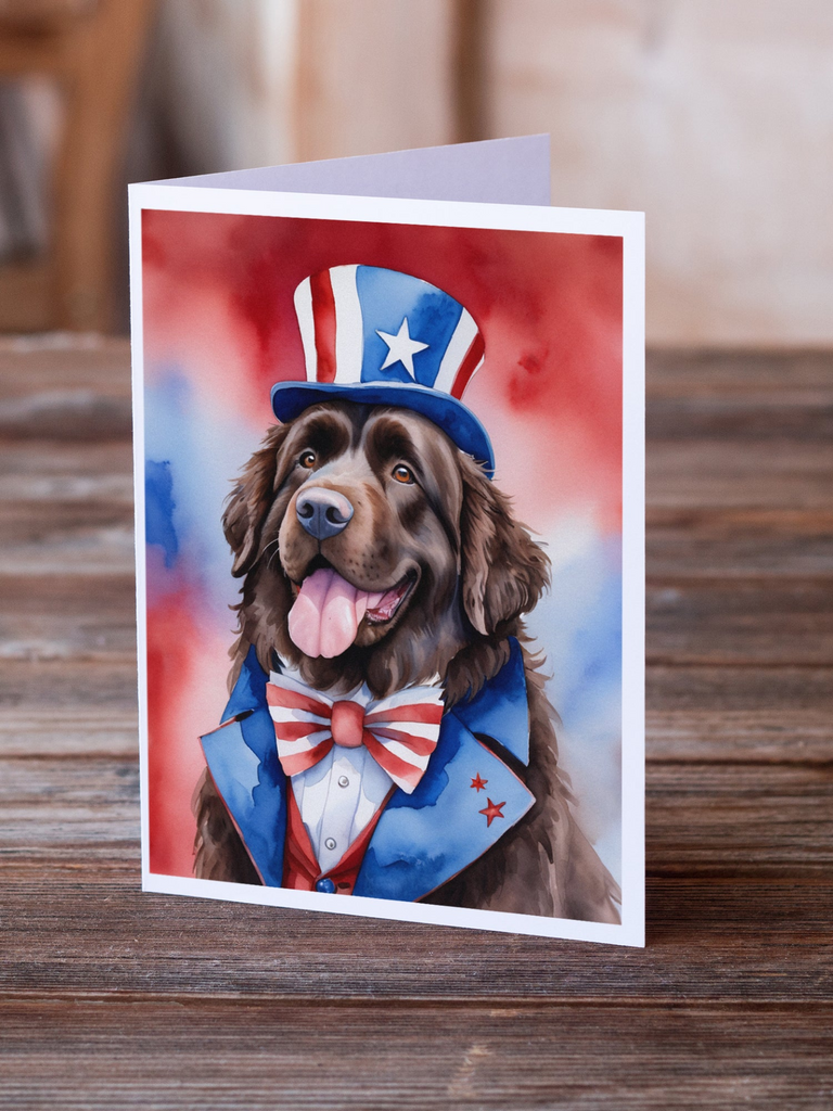Glamorous Pups : Newfoundland Patriotic American Greeting Cards Pack of 8