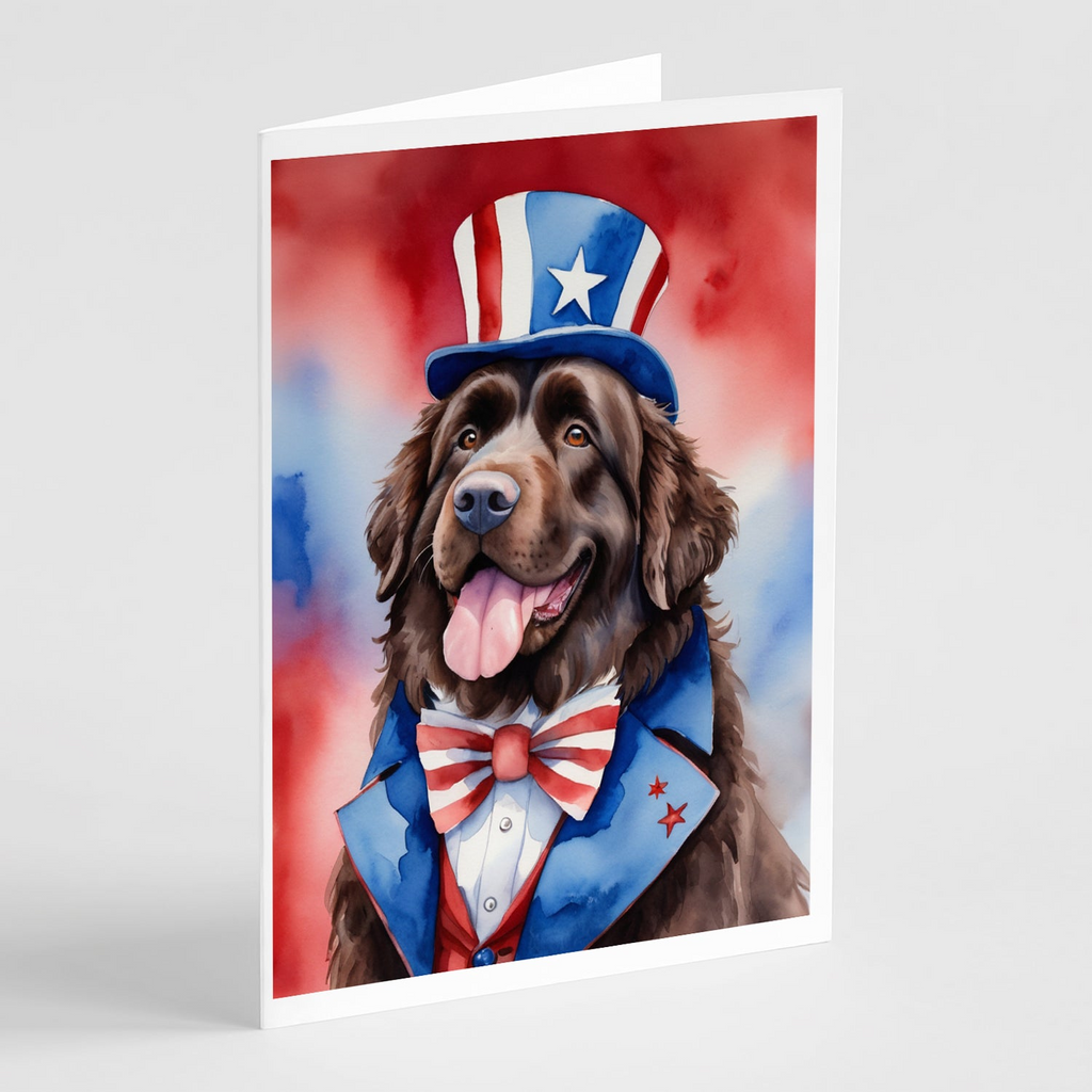 Glamorous Pups : Newfoundland Patriotic American Greeting Cards Pack of 8