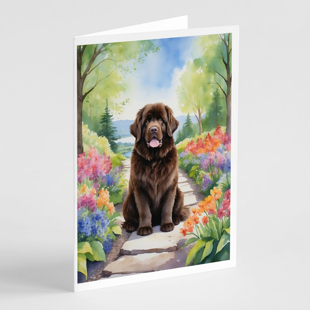 Glamorous Pups : Newfoundland Spring Path Greeting Cards Pack of 8