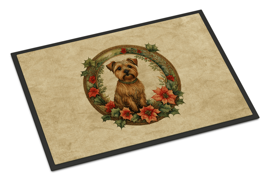 Glamorous Pups : Norfolk Terrier Christmas Flowers Doormat
