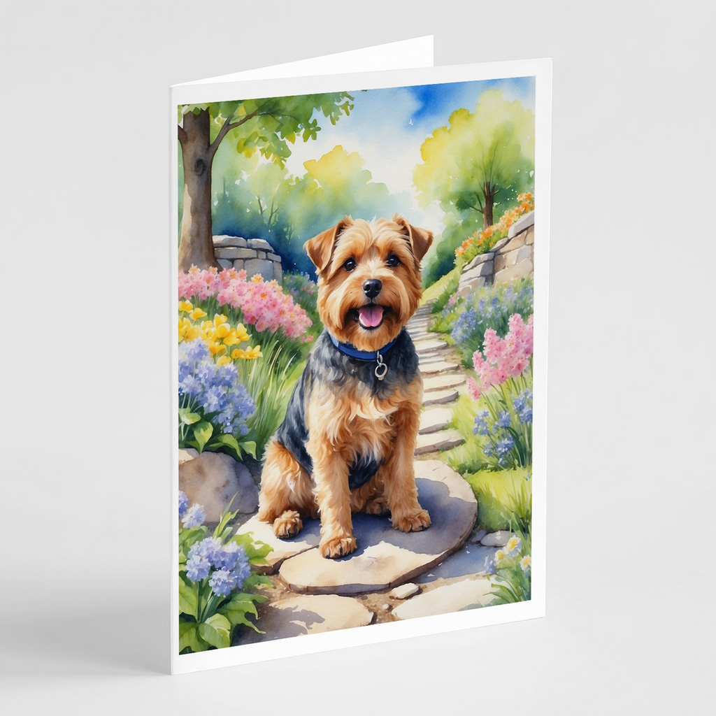 Glamorous Pups : Norfolk Terrier Spring Path Greeting Cards Pack of 8
