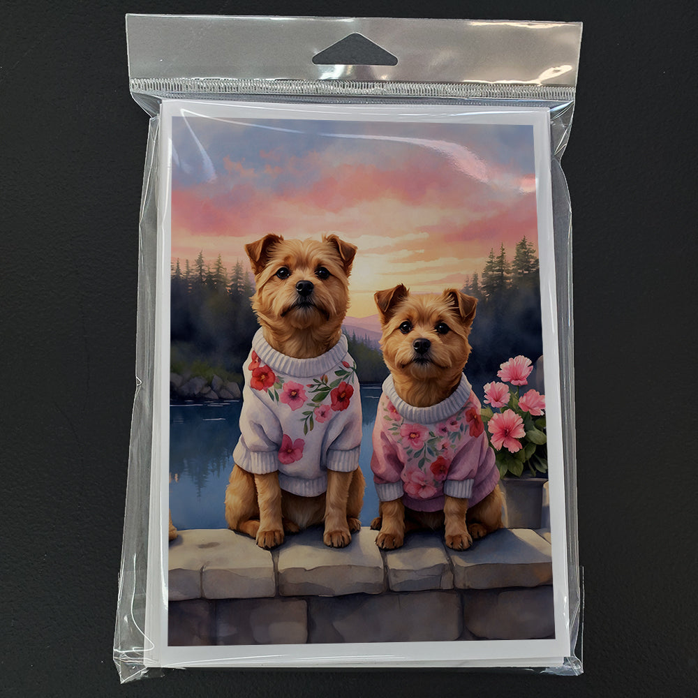 Glamorous Pups : Norfolk Terrier Two Hearts Greeting Cards Pack of 8