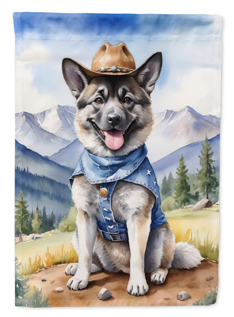 Glamorous Pups : Norwegian Elkhound Cowboy Welcome House Flag