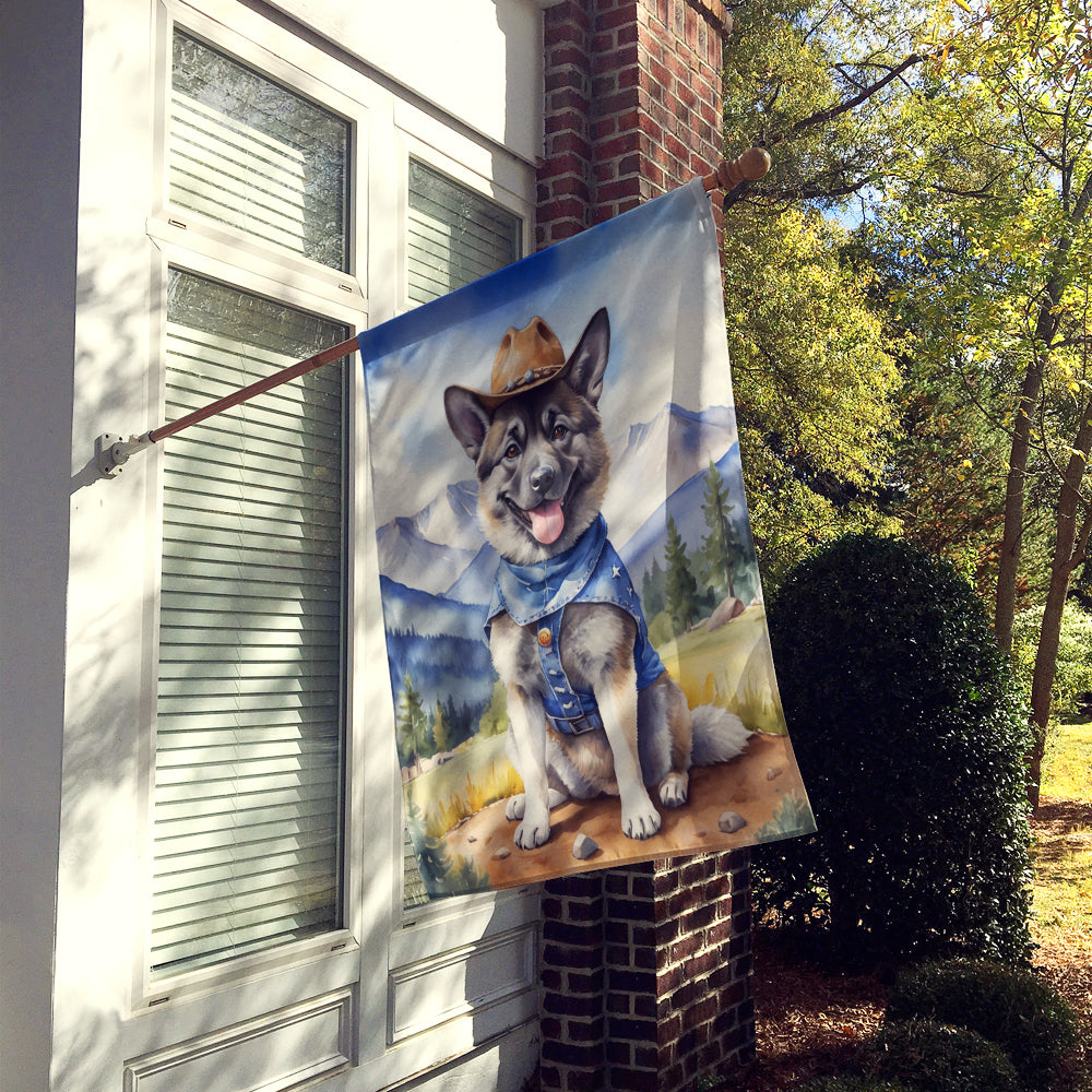 Glamorous Pups : Norwegian Elkhound Cowboy Welcome House Flag