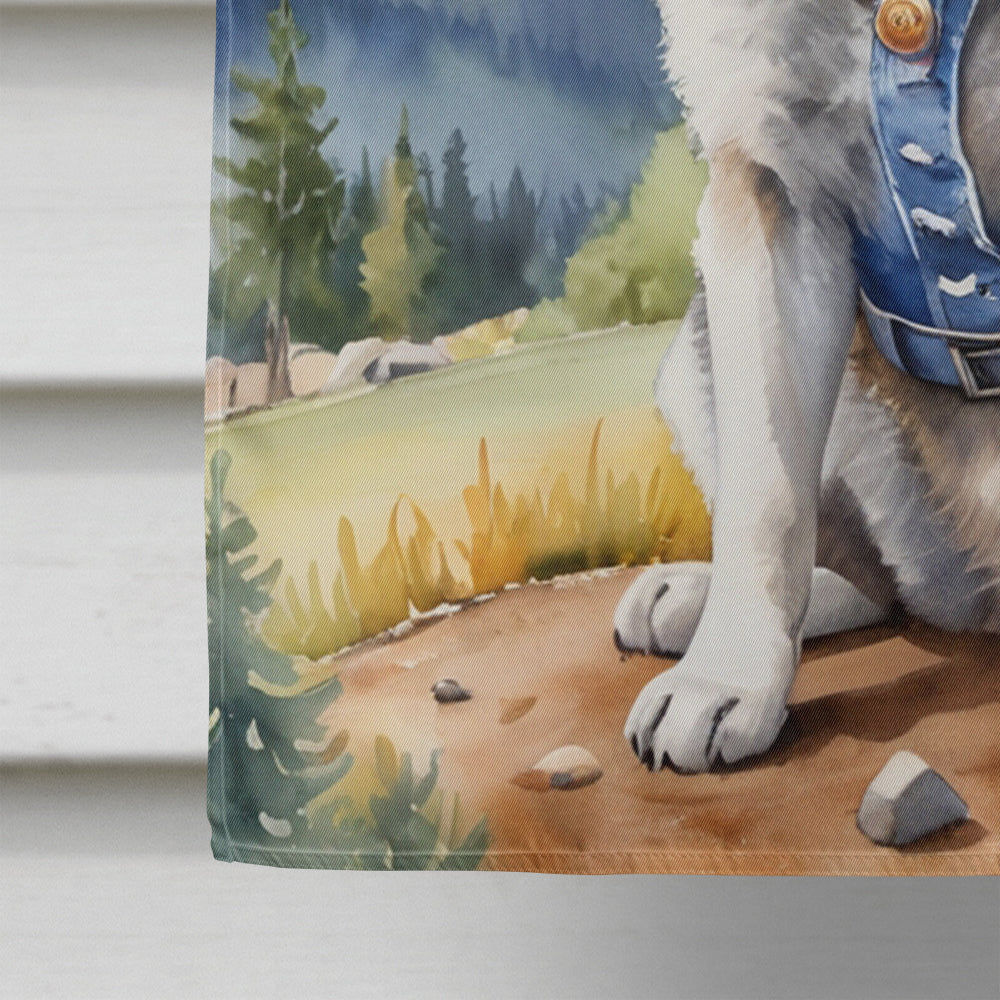 Glamorous Pups : Norwegian Elkhound Cowboy Welcome House Flag