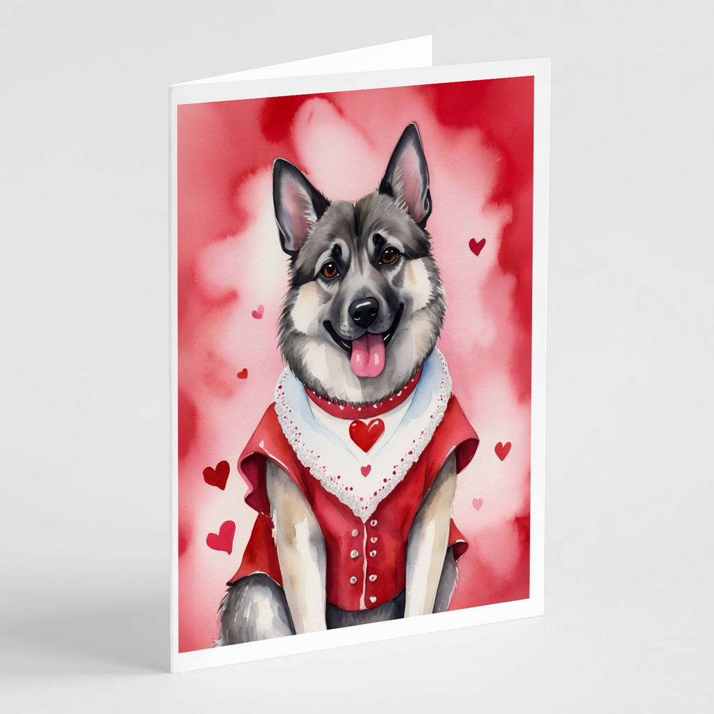 Glamorous Pups : Norwegian Elkhound My Valentine Greeting Cards Pack of 8