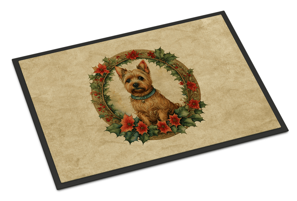Glamorous Pups : Norwich Terrier Christmas Flowers Doormat