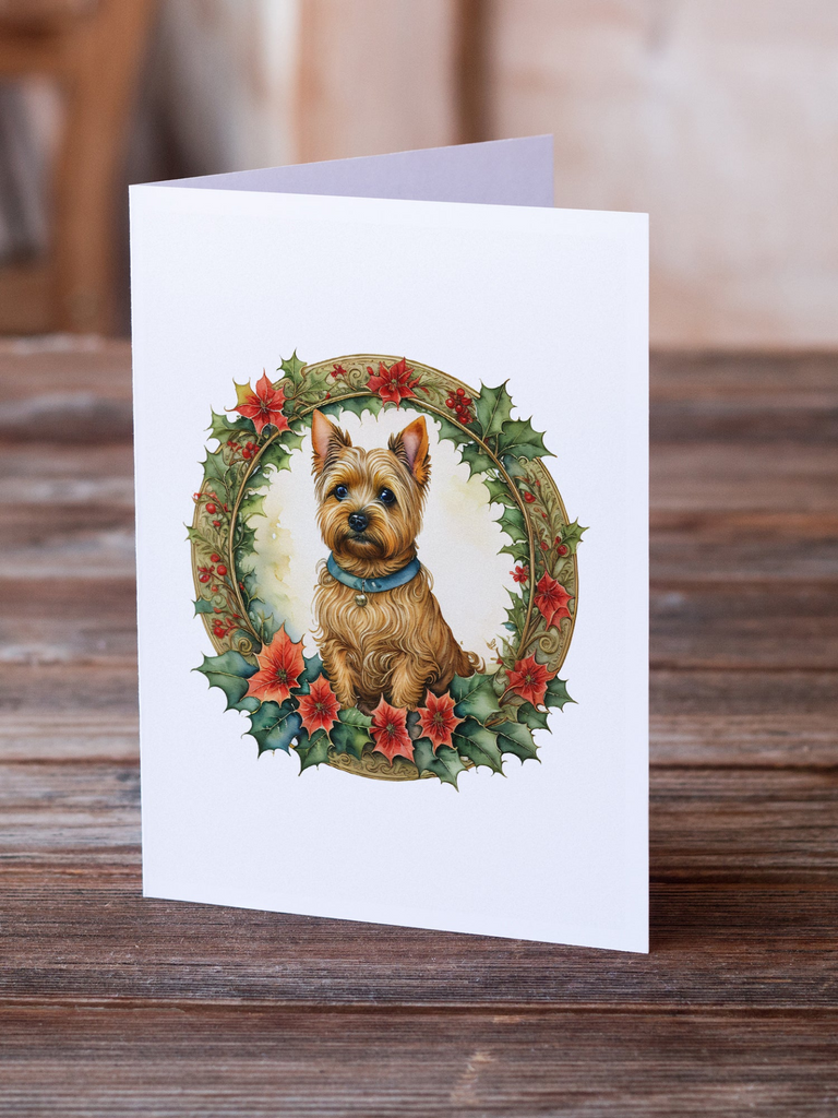 Glamorous Pups : Norwich Terrier Christmas Flowers Greeting Cards Pack of 8