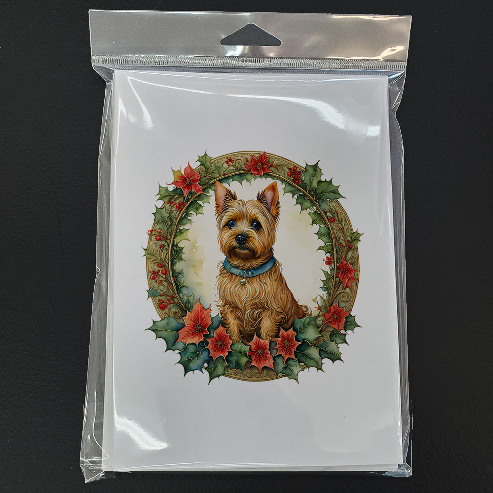 Glamorous Pups : Norwich Terrier Christmas Flowers Greeting Cards Pack of 8