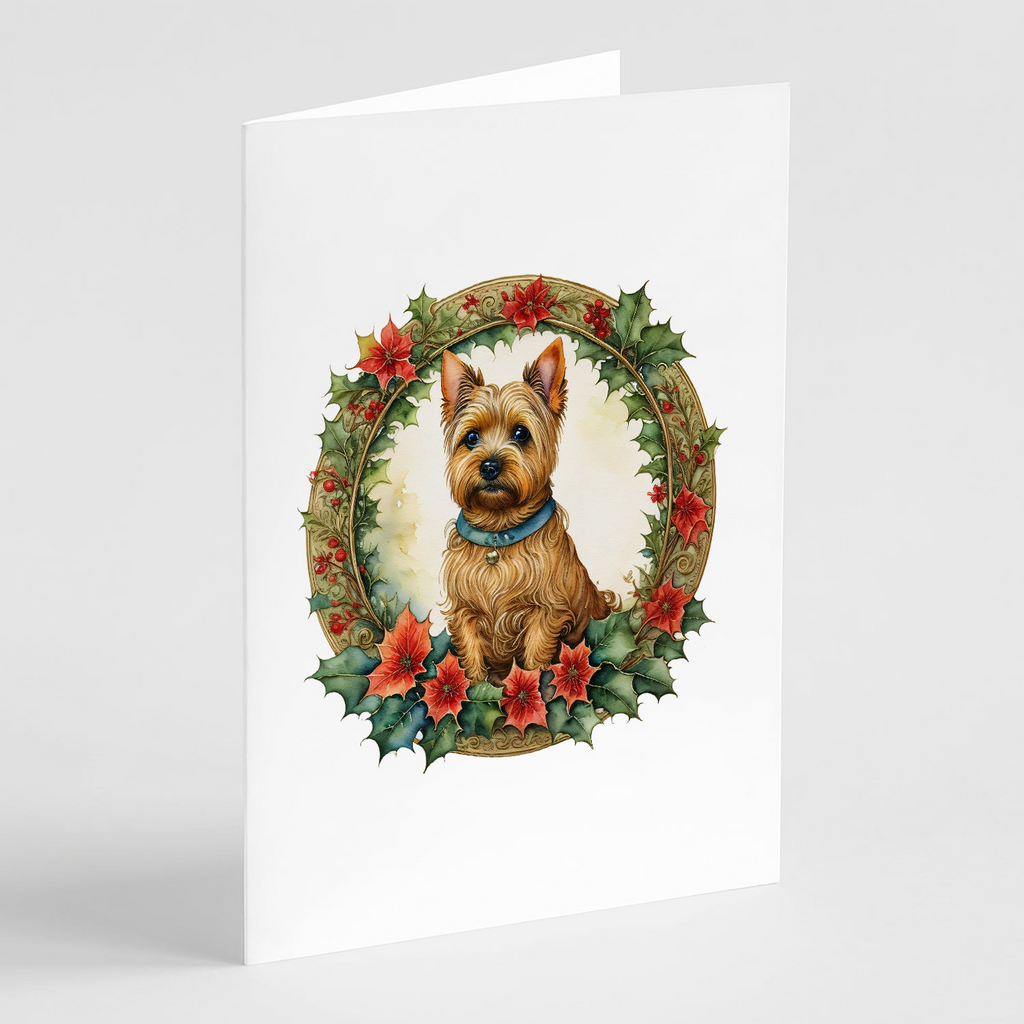 Glamorous Pups : Norwich Terrier Christmas Flowers Greeting Cards Pack of 8