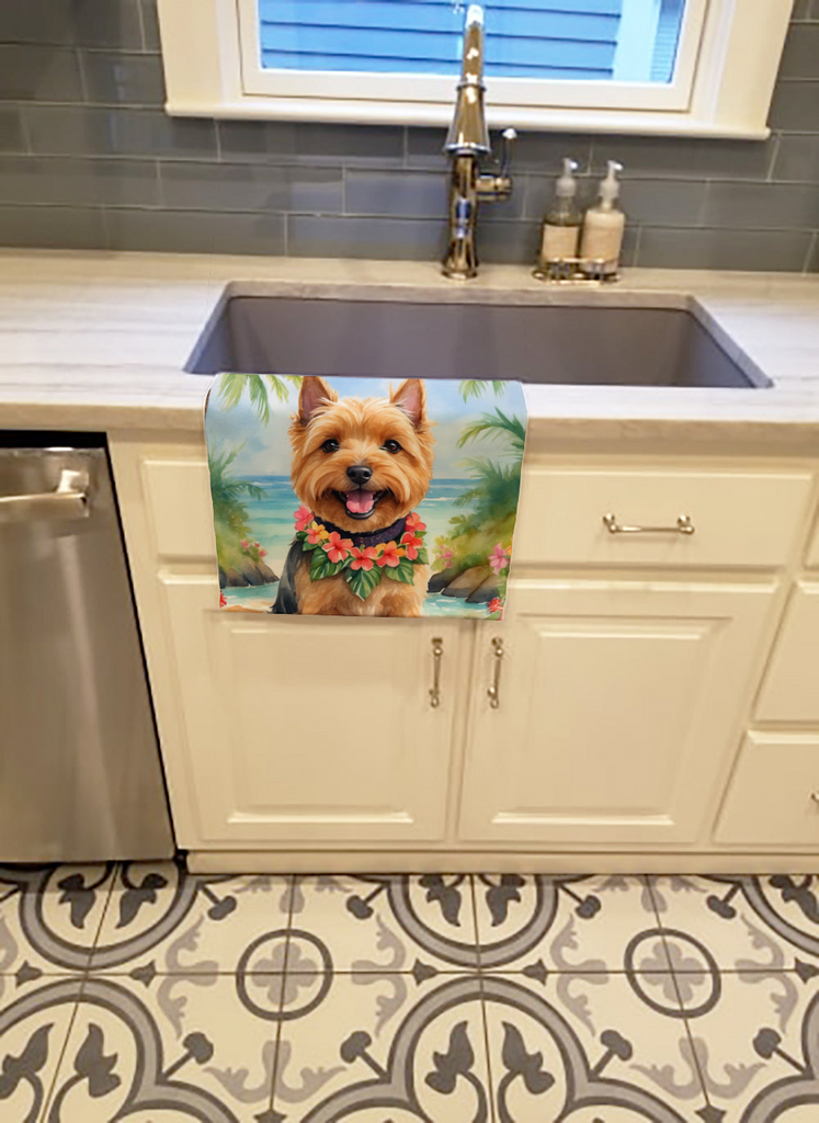 Glamorous Pups : Norwich Terrier Luau Kitchen Towel