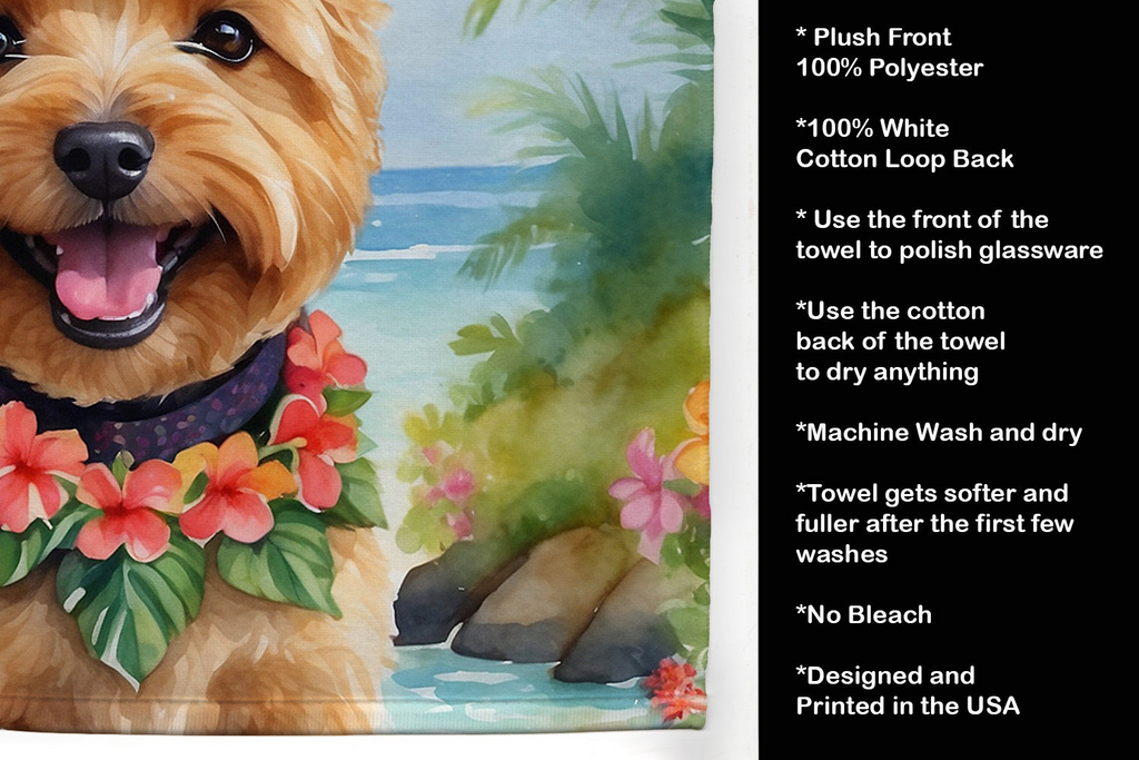 Glamorous Pups : Norwich Terrier Luau Kitchen Towel
