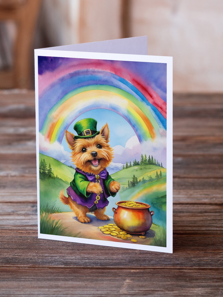 Glamorous Pups : Norwich Terrier St Patrick's Day Greeting Cards Pack of 8