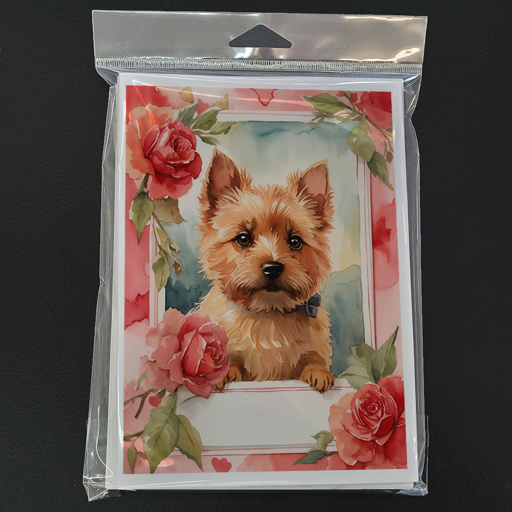 Glamorous Pups : Norwich Terrier Valentine Roses Greeting Cards Pack of 8