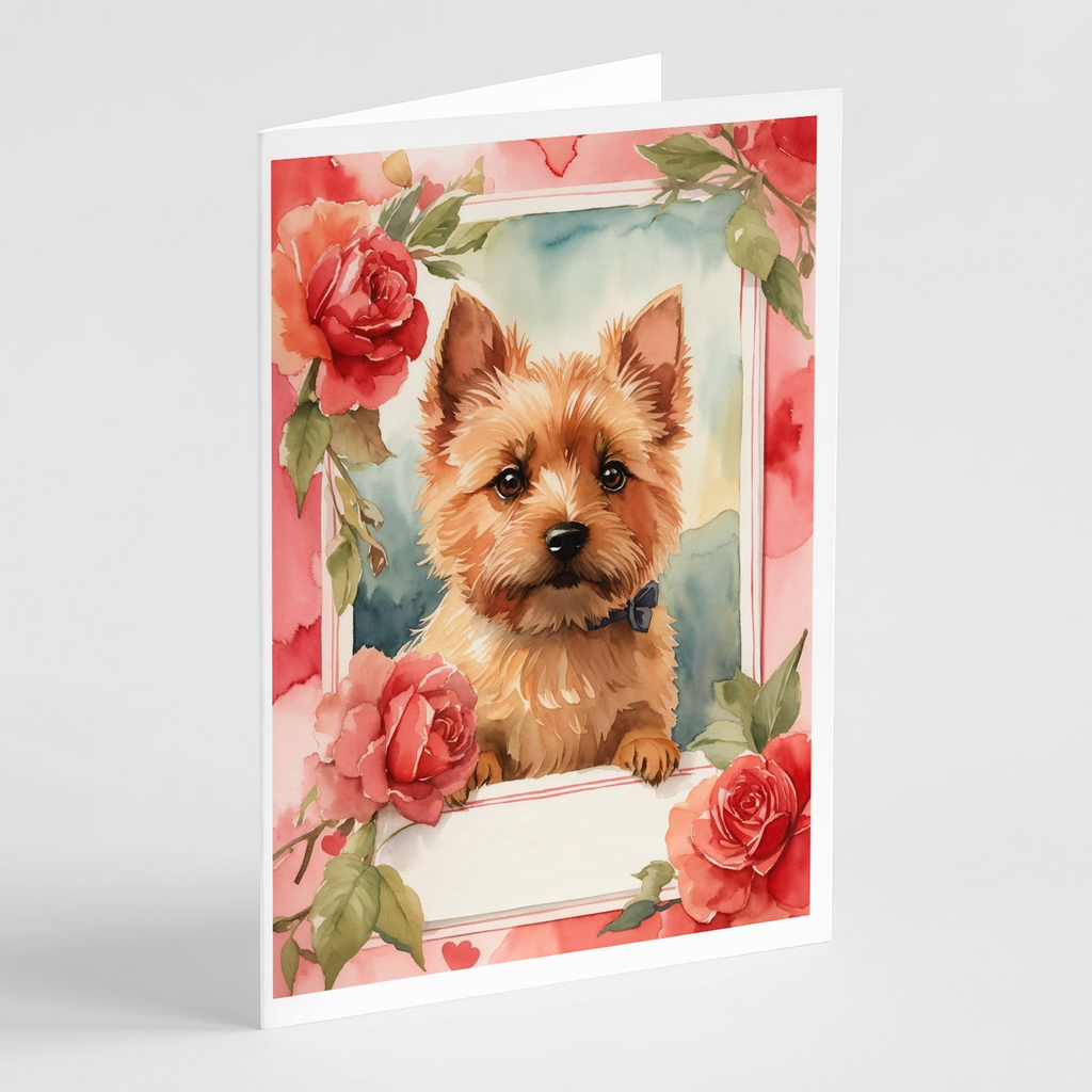 Glamorous Pups : Norwich Terrier Valentine Roses Greeting Cards Pack of 8