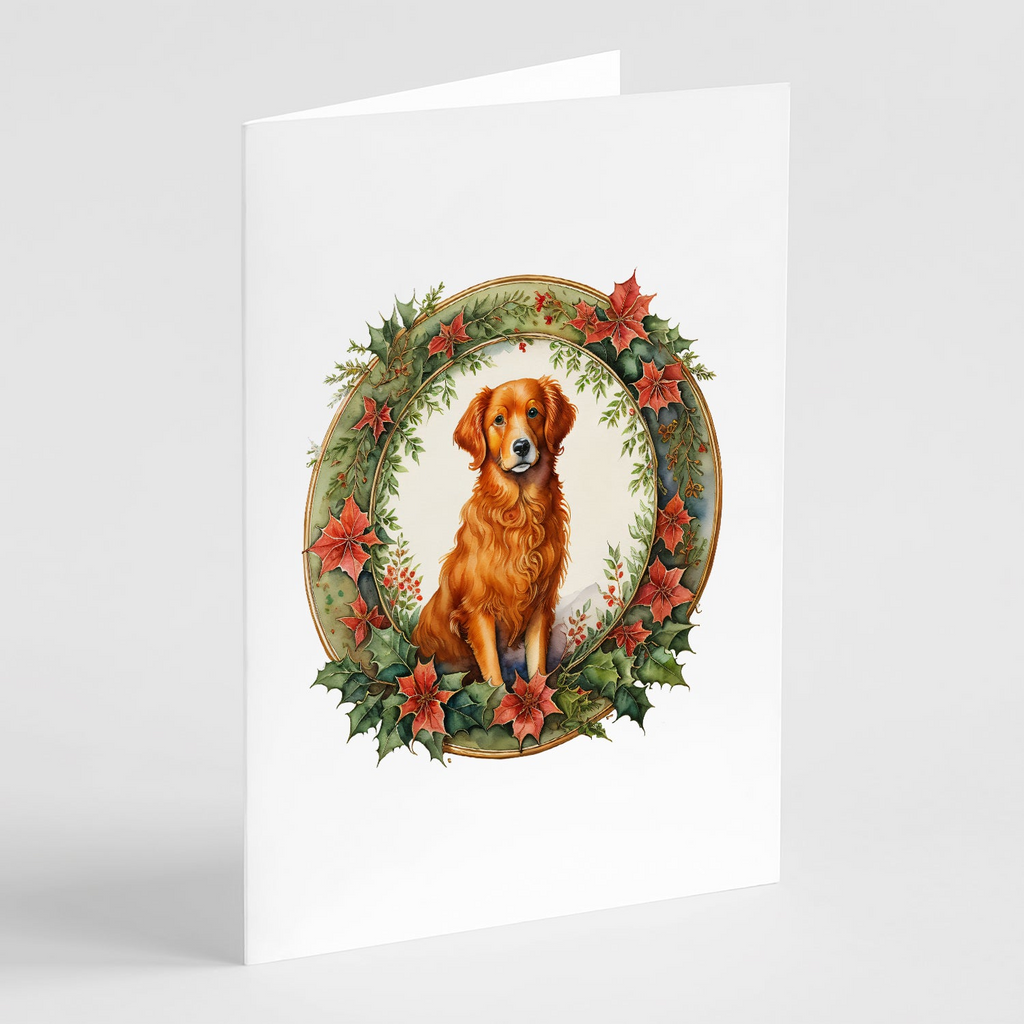 Glamorous Pups : Nova Scotia Duck Tolling Retriever Christmas Flowers Greeting Cards Pack of 8