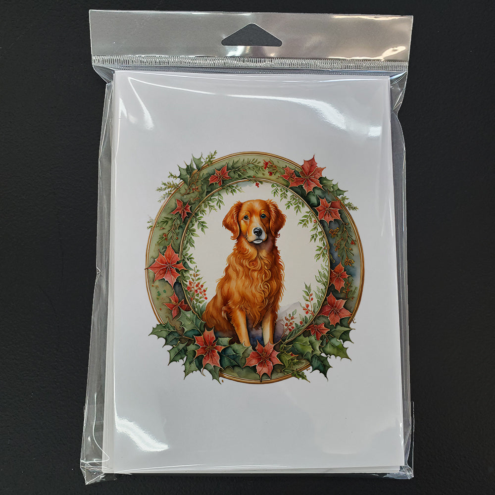 Glamorous Pups : Nova Scotia Duck Tolling Retriever Christmas Flowers Greeting Cards Pack of 8