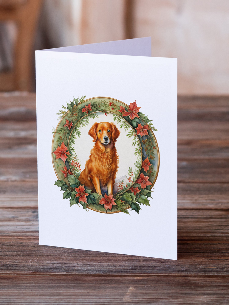 Glamorous Pups : Nova Scotia Duck Tolling Retriever Christmas Flowers Greeting Cards Pack of 8