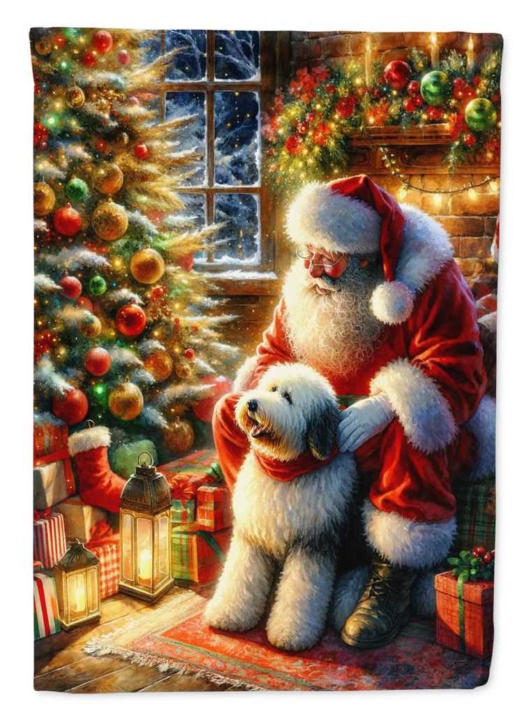 Glamorous Pups : Old English Sheepdog and Santa Claus Garden Flag