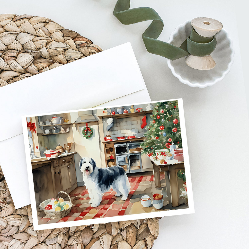 Glamorous Pups : Old English Sheepdog Christmas Cookies Greeting Cards Pack of 8
