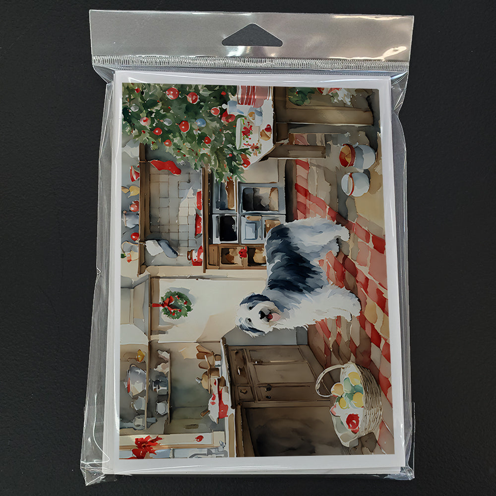 Glamorous Pups : Old English Sheepdog Christmas Cookies Greeting Cards Pack of 8
