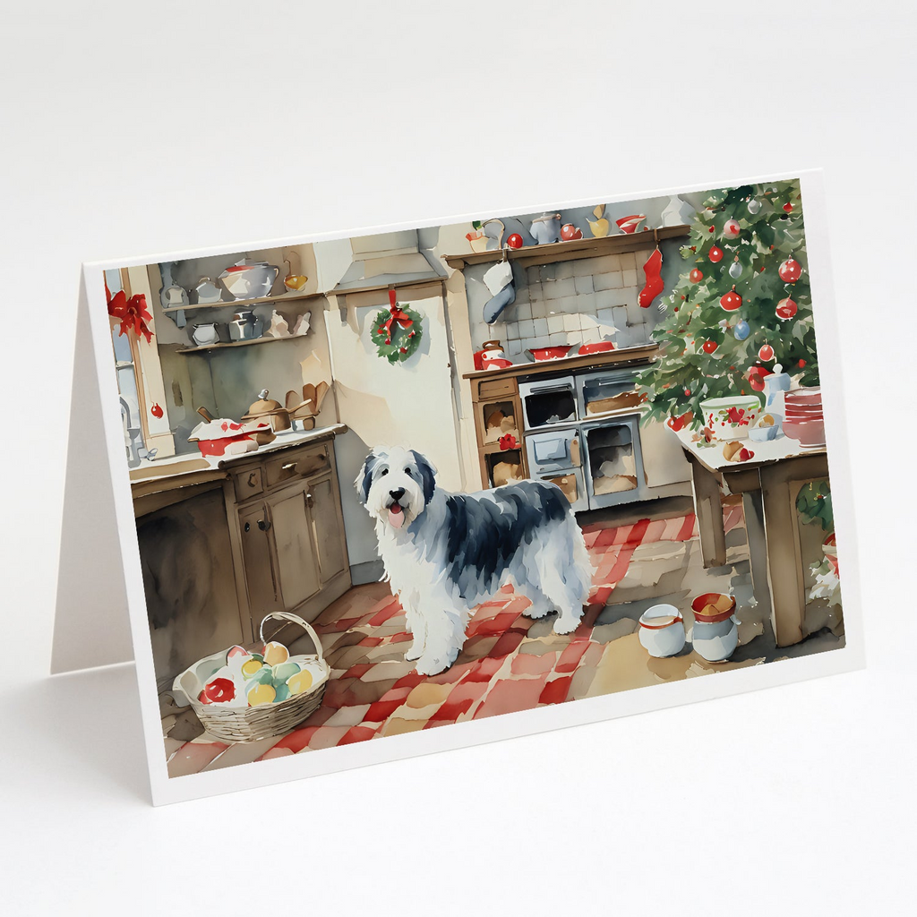 Glamorous Pups : Old English Sheepdog Christmas Cookies Greeting Cards Pack of 8