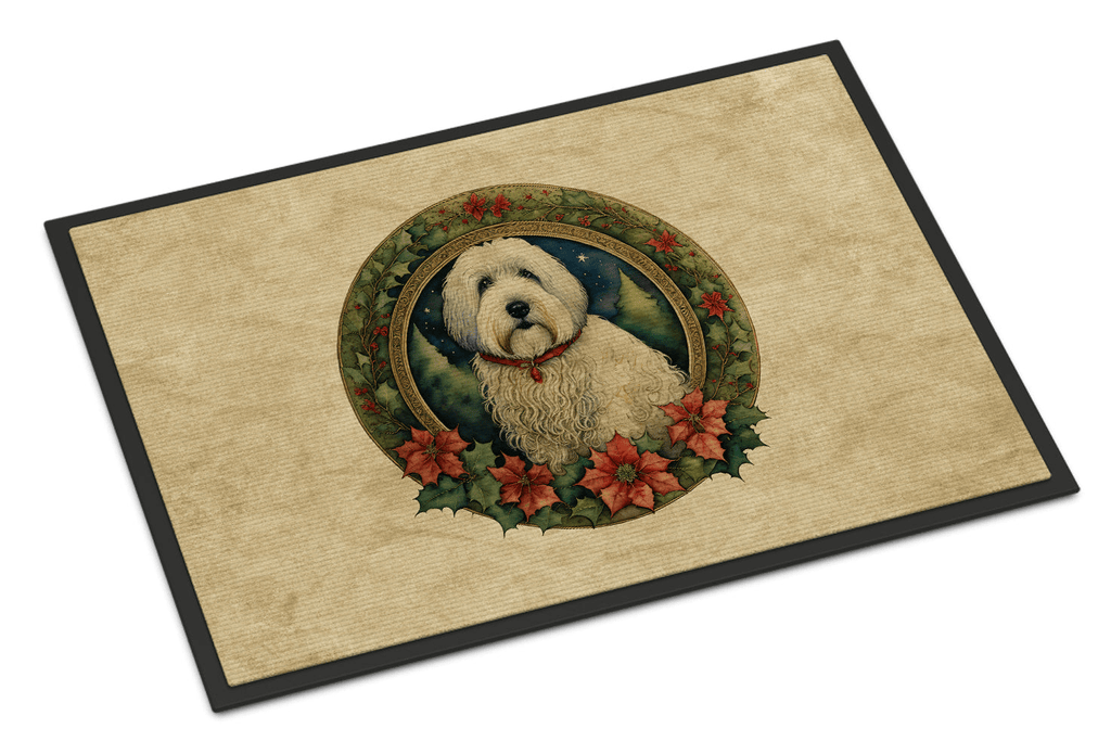 Glamorous Pups : Old English Sheepdog Christmas Flowers Doormat