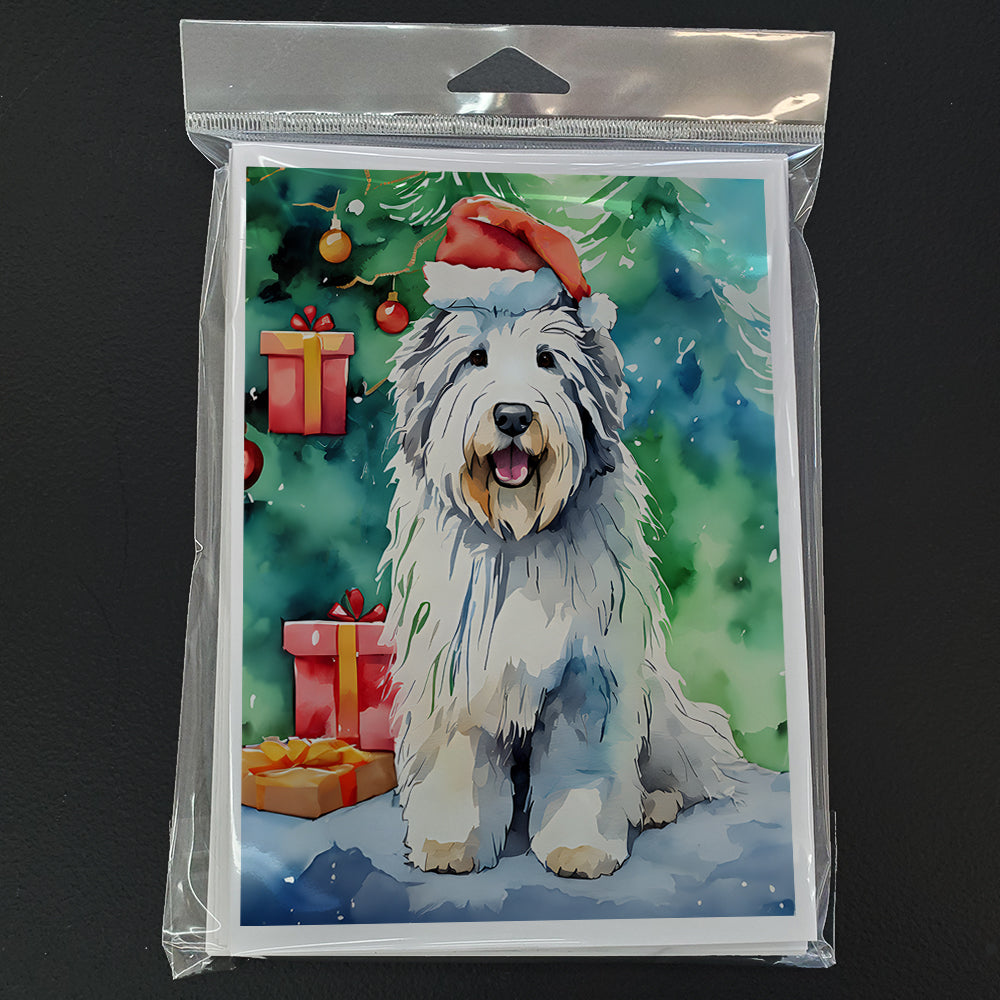 Glamorous Pups : Old English Sheepdog Christmas Greeting Cards Pack of 8